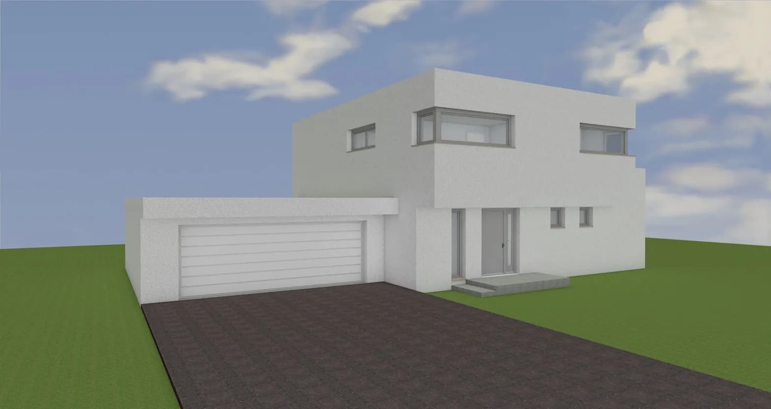 Minimalistische Design-Villa mit großflächigen Glasfronten und schwebendem Obergeschoss 2