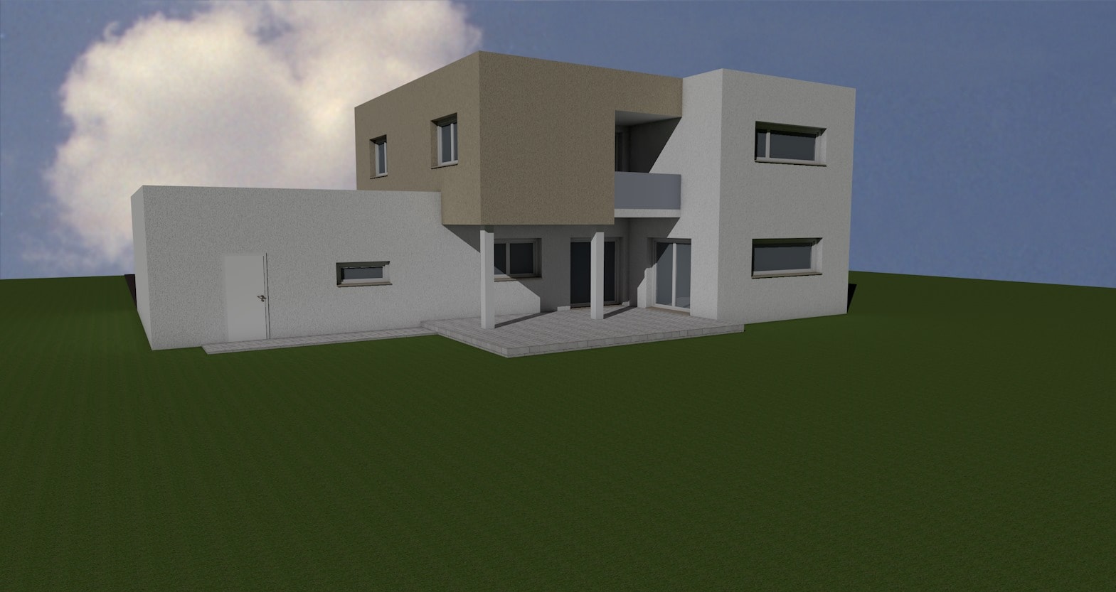 Kubistische Design-Villa mit avantgardistischer Architektur und Terrasse