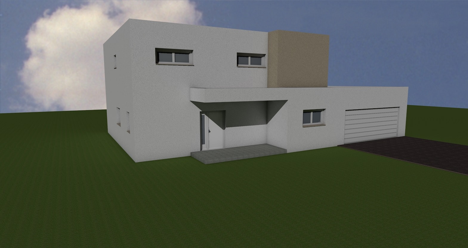 Kubistische Design-Villa mit avantgardistischer Architektur und Terrasse